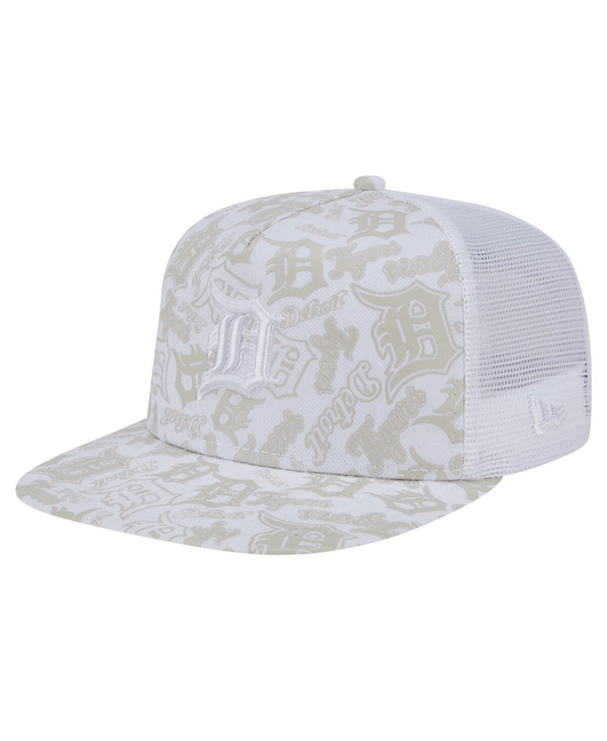 New Era Mens White Detroit Tigers Logo Dunes A-Frame Trucker 9FIFTY Snapback Hat Product Image