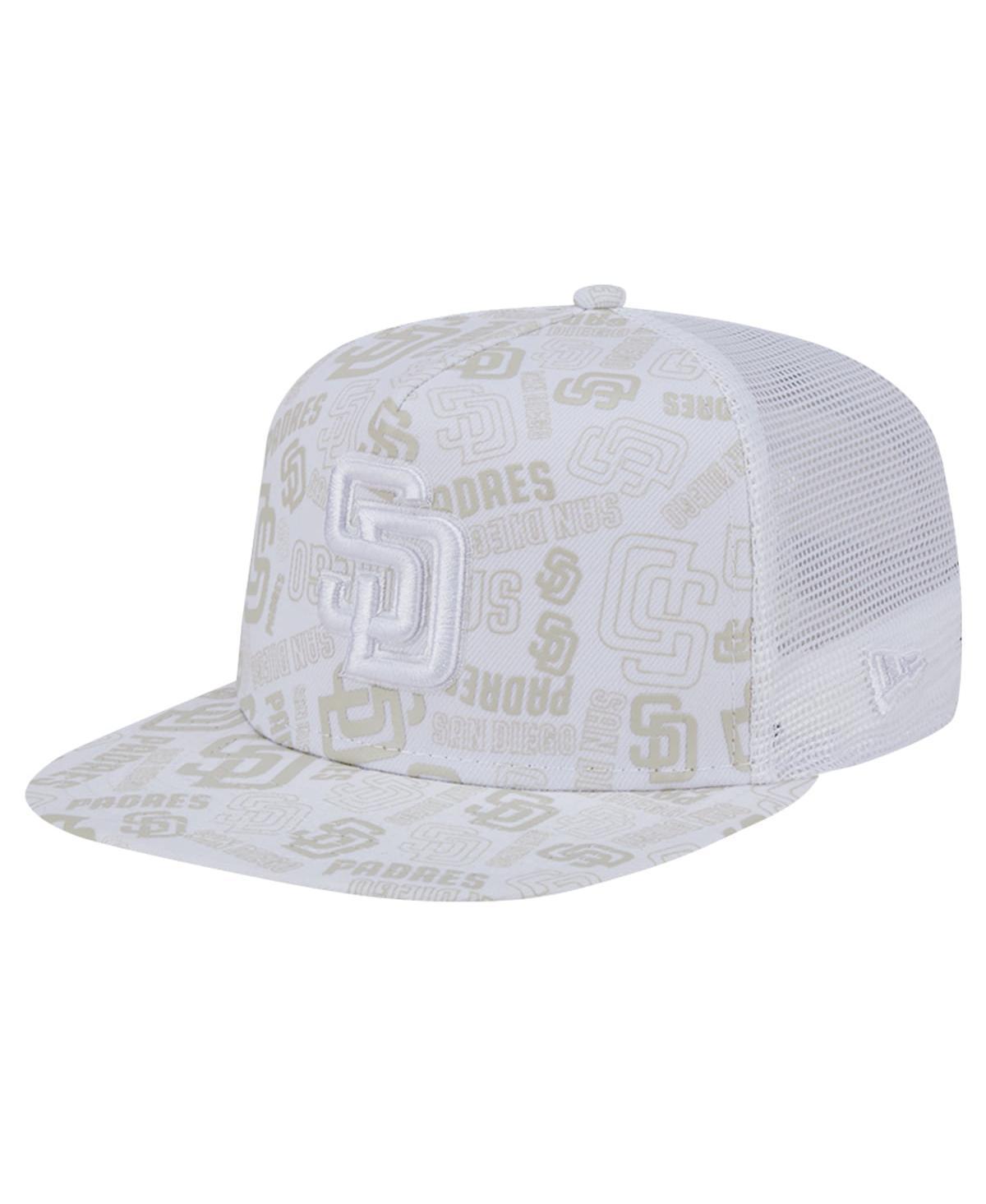 New Era Mens White San Diego Padres Logo Dunes A-Frame Trucker 9FIFTY Snapback Hat Product Image