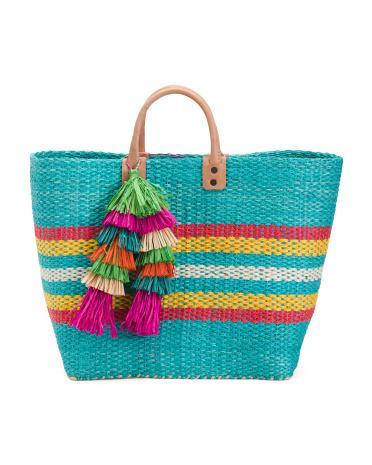 La Paz Handmade Crocheted Raffia Tote With Tassel for Women Product Image