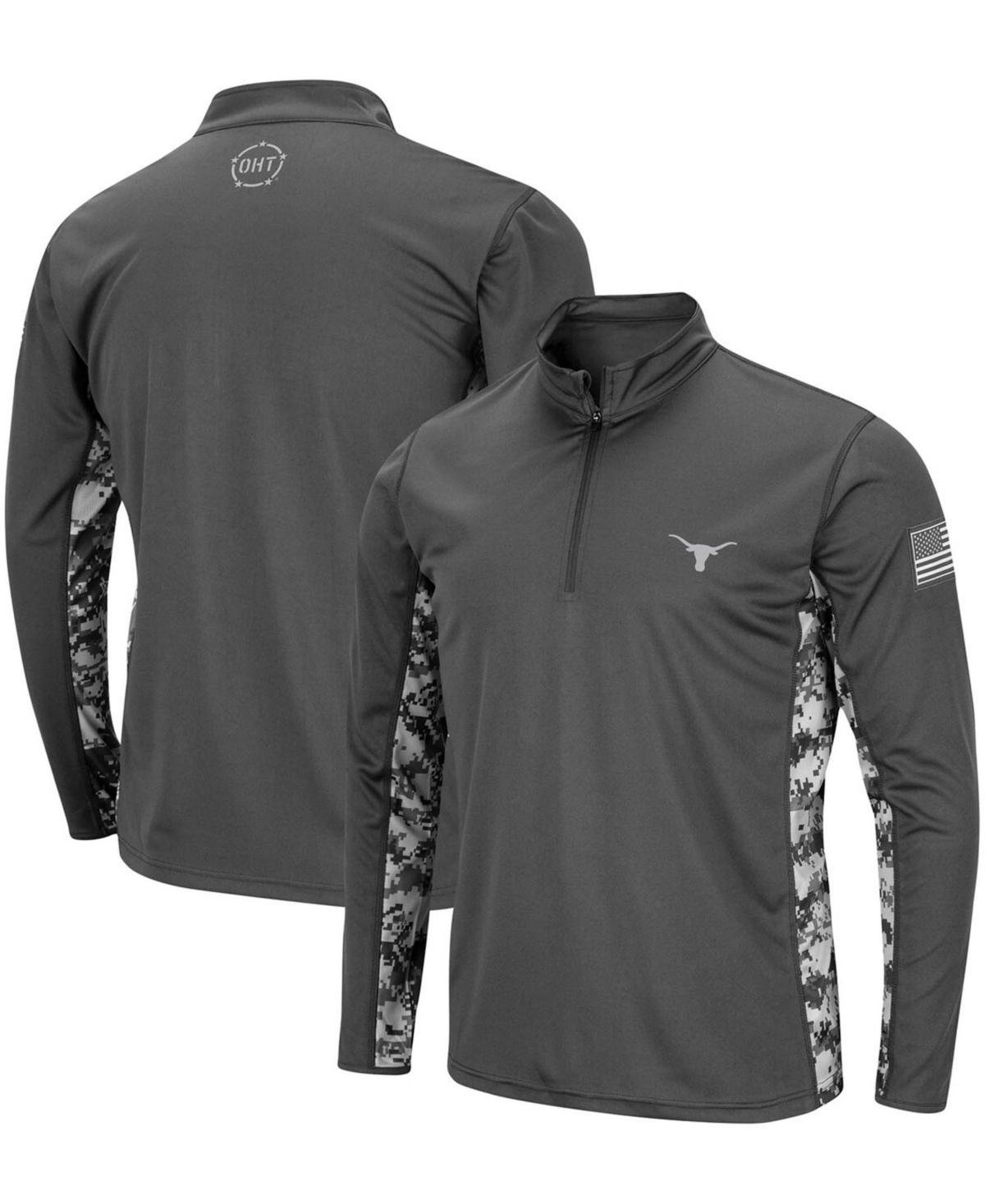 Mens Colosseum Charcoal Texas Longhorns OHT Military Appreciation Digital Camo Quarter-Zip Jacket Product Image