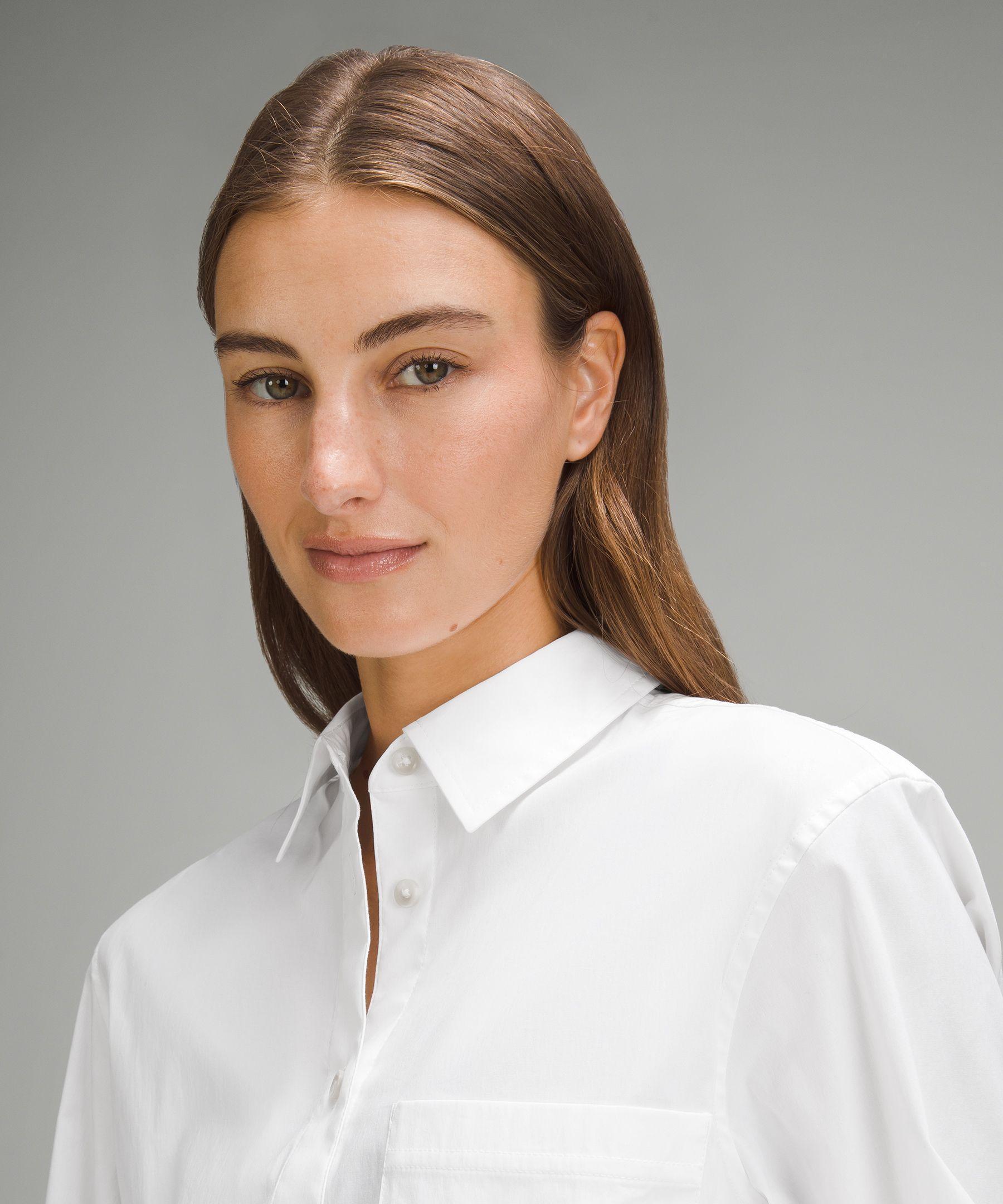 Relaxed-Fit Cotton-Blend Poplin Button-Down Shirt Product Image