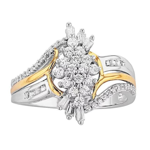 Two Tone 10k Gold 1/2 Carat T.W. Diamond Cluster Ring, Womens White Product Image