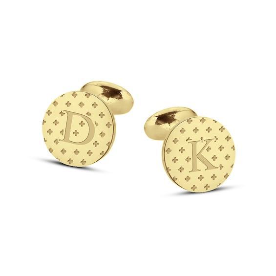 Men's Engravable Clover Pattern Cuff Links (2 Initials) Product Image