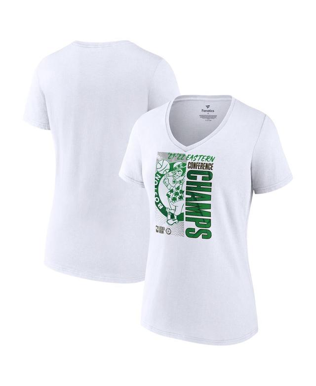 Womens Fanatics White Boston Celtics 2022 Eastern Conference Champions Plus Size Locker Room V-Neck T-shirt Product Image