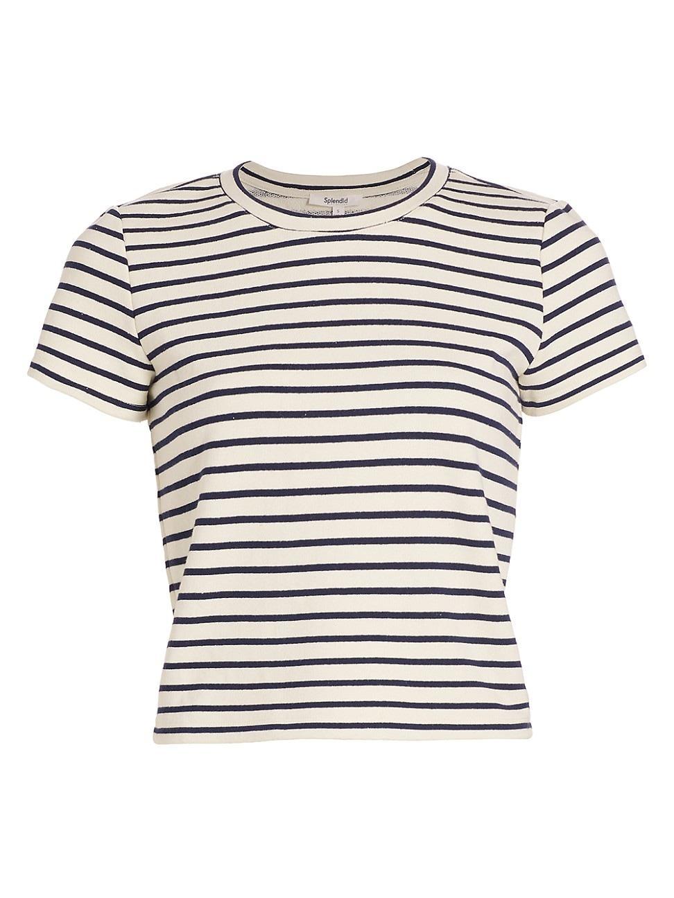 Womens Whitney Striped Crop T-Shirt Product Image