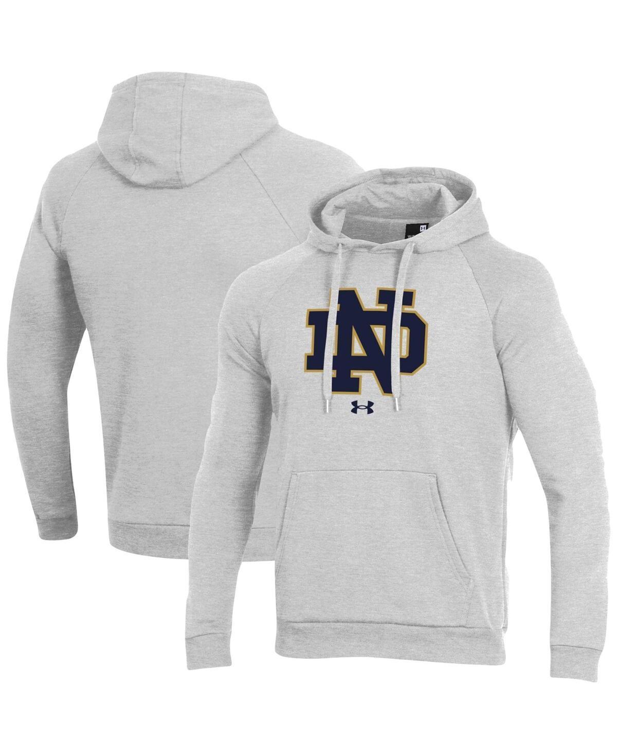 Mens Under Armour Heathered Gray Notre Dame Fighting Irish Primary School Logo All Day Raglan Pullover Hoodie Product Image