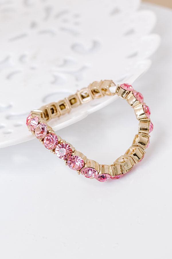 All The Sparkles Stretch Bracelet in Pink Product Image