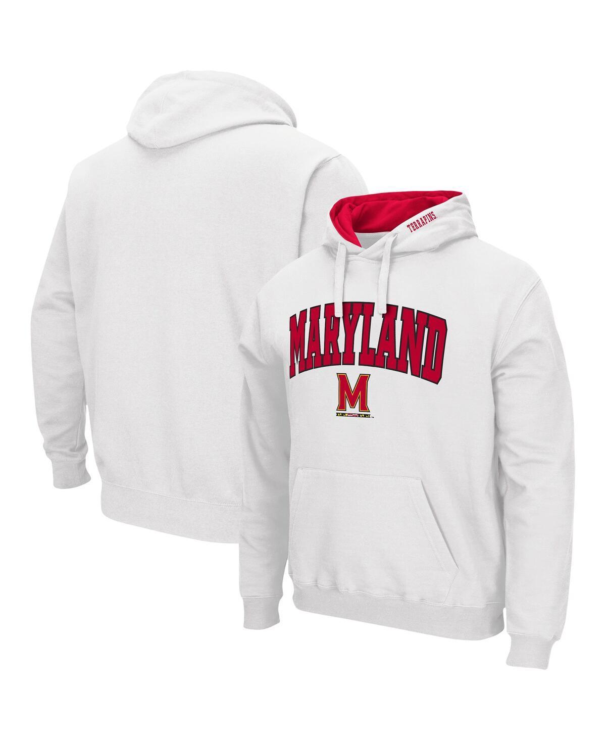 Mens Colosseum White Maryland Terrapins Arch & Logo 3.0 Pullover Hoodie Product Image