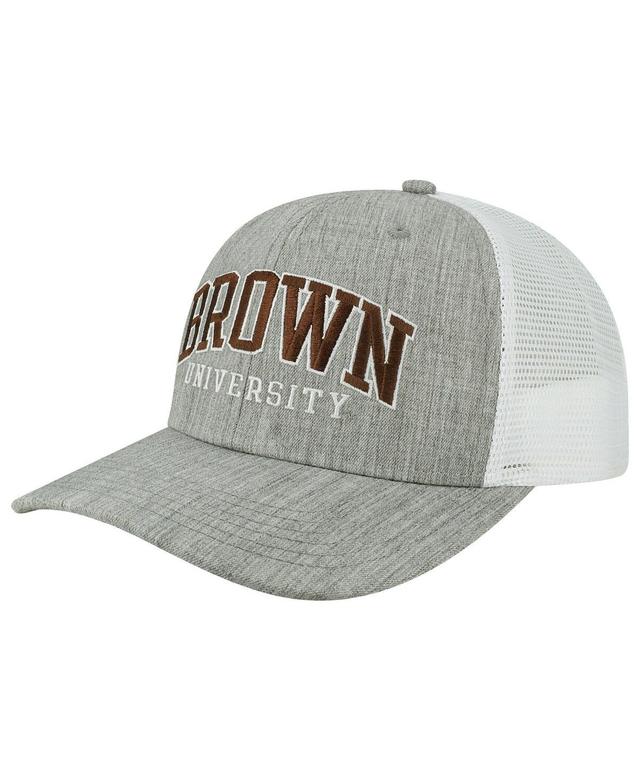 Mens Heather Gray/White Brown Bears Arch Trucker Snapback Hat Product Image