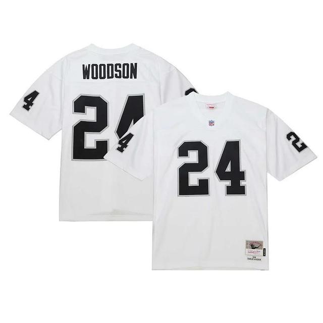 Mens Mitchell & Ness Charles Woodson White Las Vegas Raiders Legacy Replica Jersey Product Image