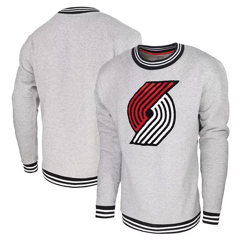 Mens Stadium Essentials Heather Gray Portland Trail Blazers Club Level Pullover Sweatshirt Product Image