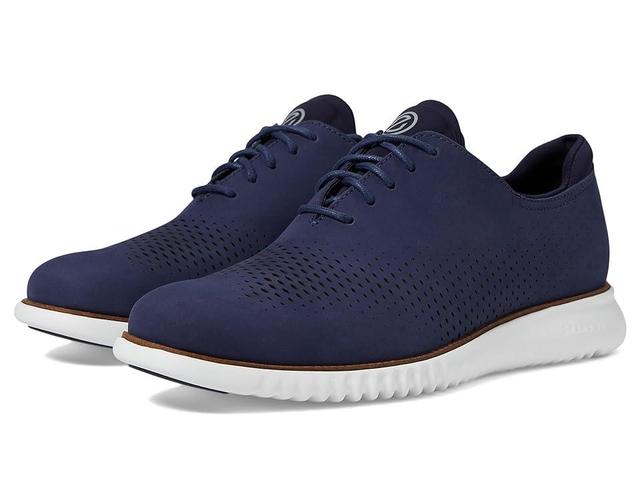 Cole Haan 2.Zerogrand Laser Wing Tip Oxford Lined (Marine Blue Nubuck/Optic White) Men's Lace up casual Shoes Product Image