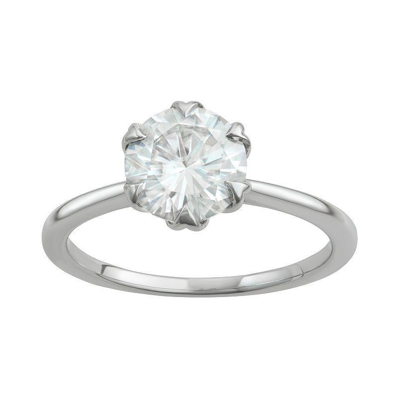 Charles & Colvard 14k White Gold 1 9/10 Carat T.W. Lab-Created Moissanite Solitaire Engagement Ring, Womens Product Image