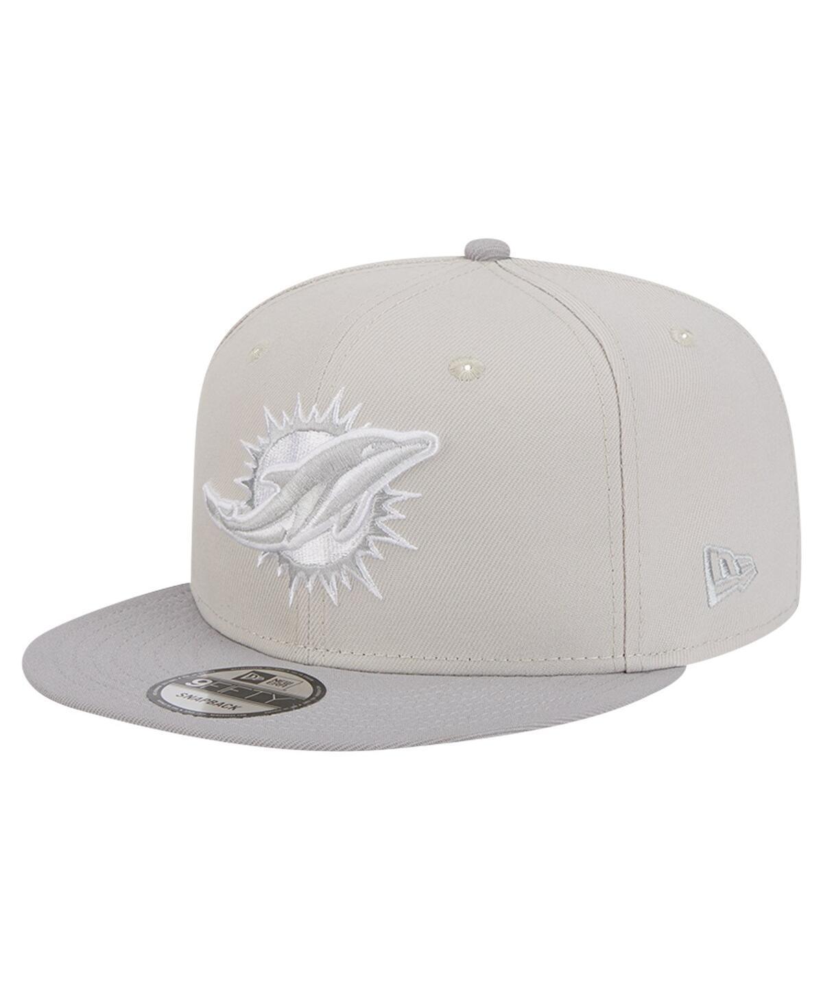 New Era Mens Stone Miami Dolphins Two-Tone Color Pack 9FIFTY Snapback Hat - Stone, Gray Product Image