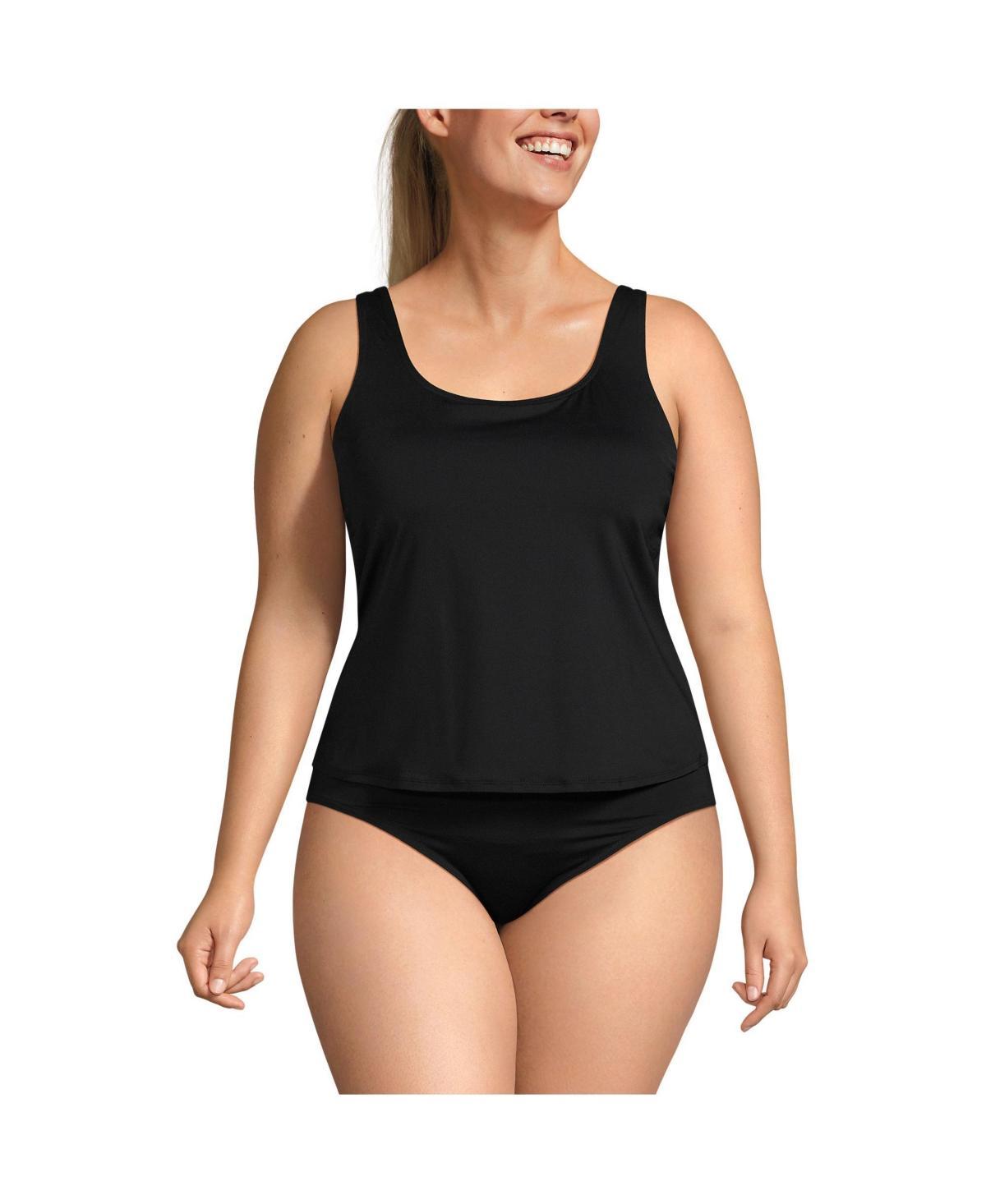 Lands End Womens Scoop Neck One Piece Fauxkini Swimsuit Product Image