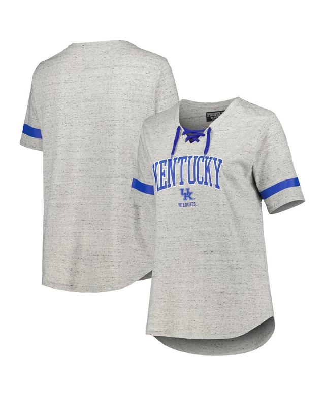 Womens Heather Gray Kentucky Wildcats Plus Size Lace-Up T-Shirt Product Image