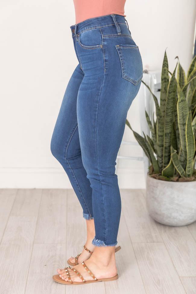 Mary Frayed Edge Medium Wash Skinny Jeans FINAL SALE Product Image