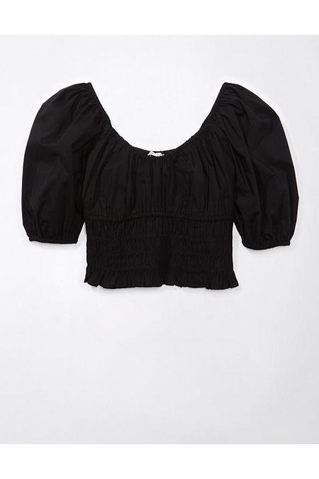 AE Ruched Puff-Sleeve Top Womens Product Image