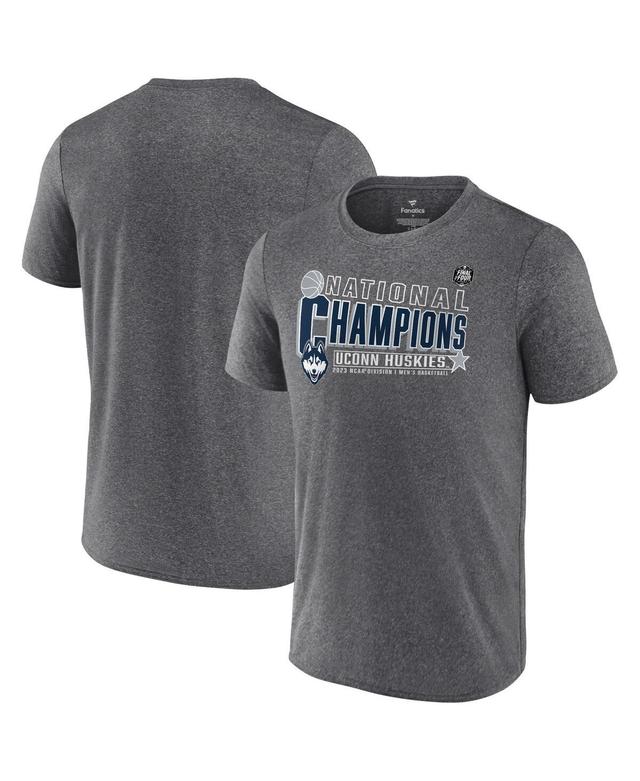 Mens Fanatics Heather Gray UConn Huskies 2023 Ncaa Mens Basketball National Champions Synthetic T-shirt Product Image