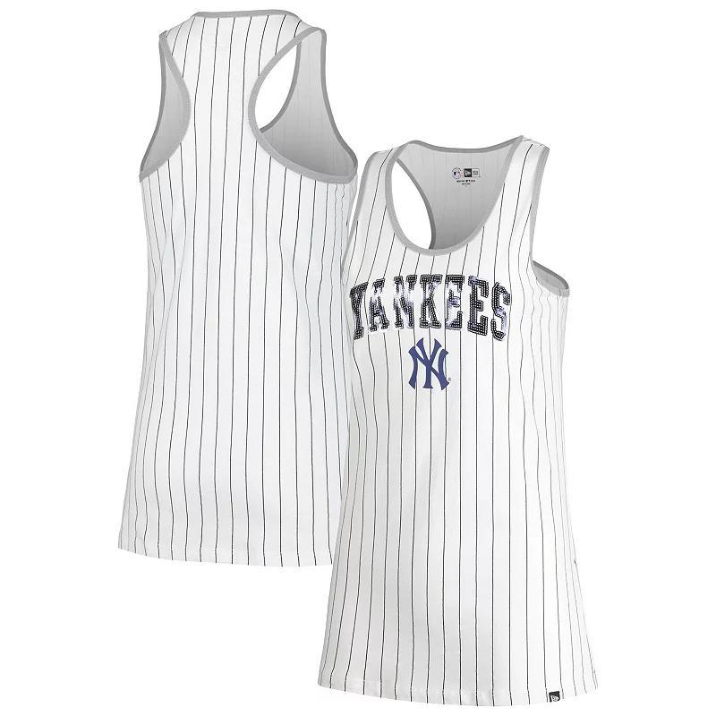 Womens New Era New York Yankees Sequin Pinstripe Racerback Tank Top Product Image