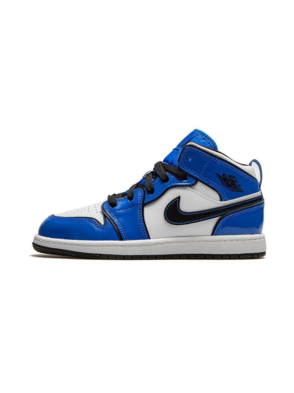 JORDAN 1 Mid Se Ps Sneakers In Black/blue/white Product Image