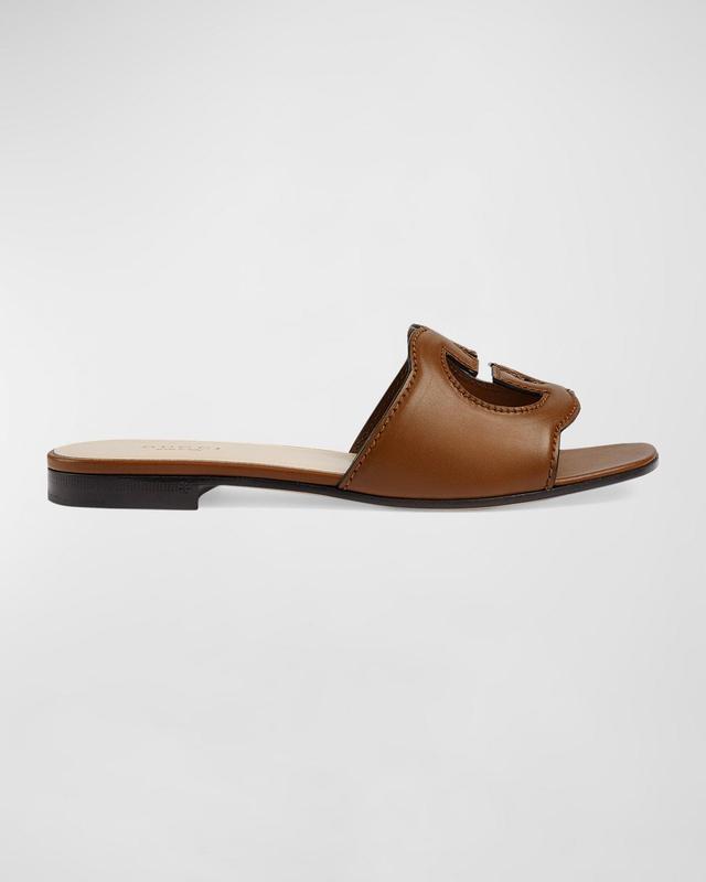 Womens GG Cut-Out Leather Slides Product Image