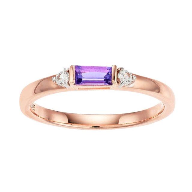 14k Rose Gold Over Silver Amethyst & Lab-Created White Sapphire Ring, Womens Purple Product Image