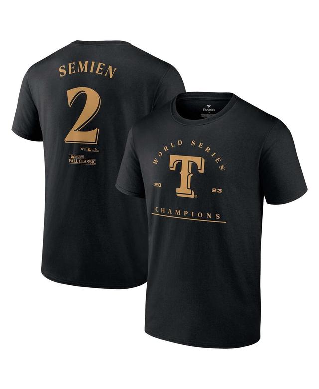 Mens Fanatics Marcus Semien Black Texas Rangers 2023 World Series Champions Name and Number T-shirt Product Image