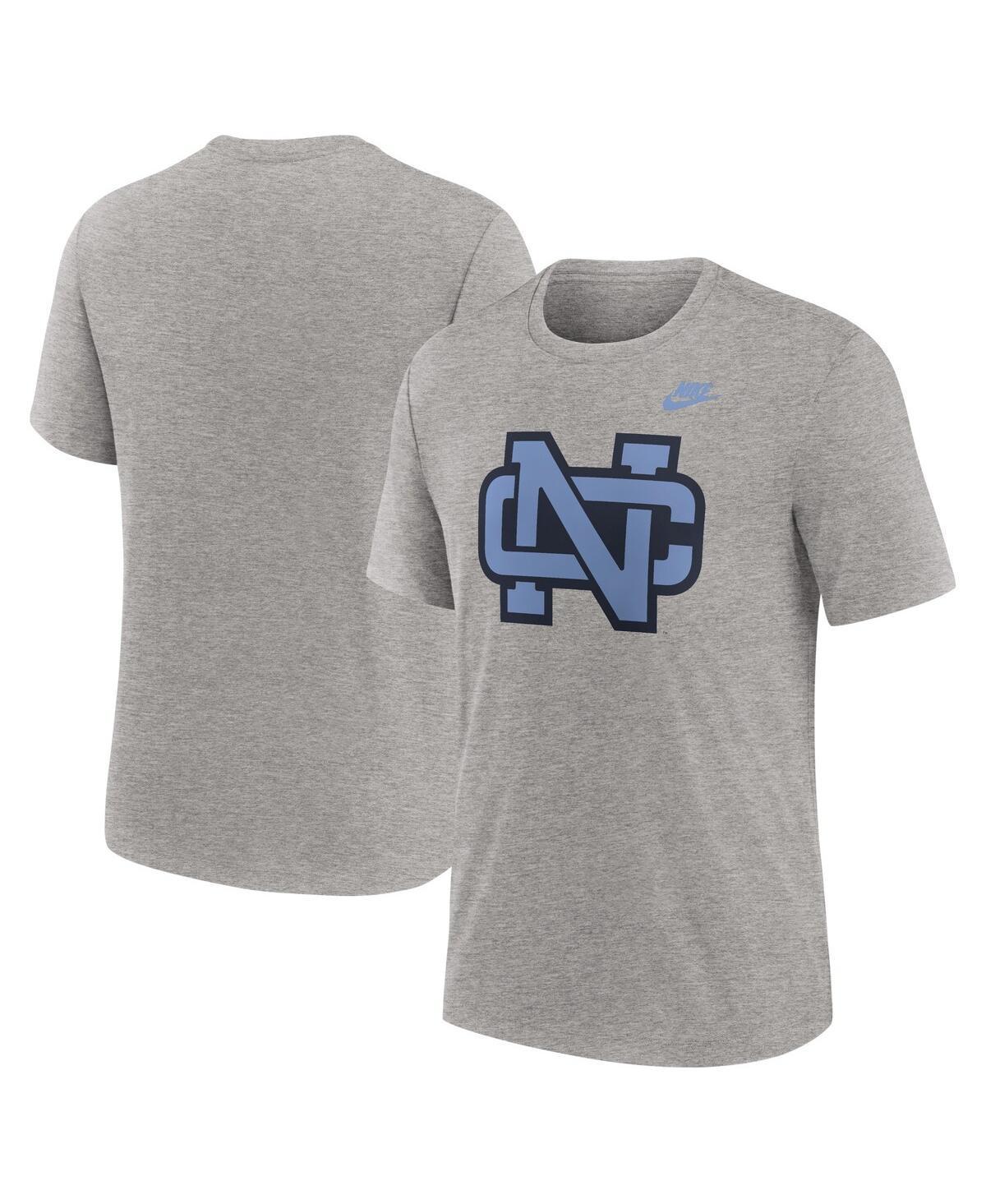 NIKE Men's Heather Gray North Carolina Tar Heels Blitz Evergreen Legacy Primary Tri-blend T-shirt Product Image