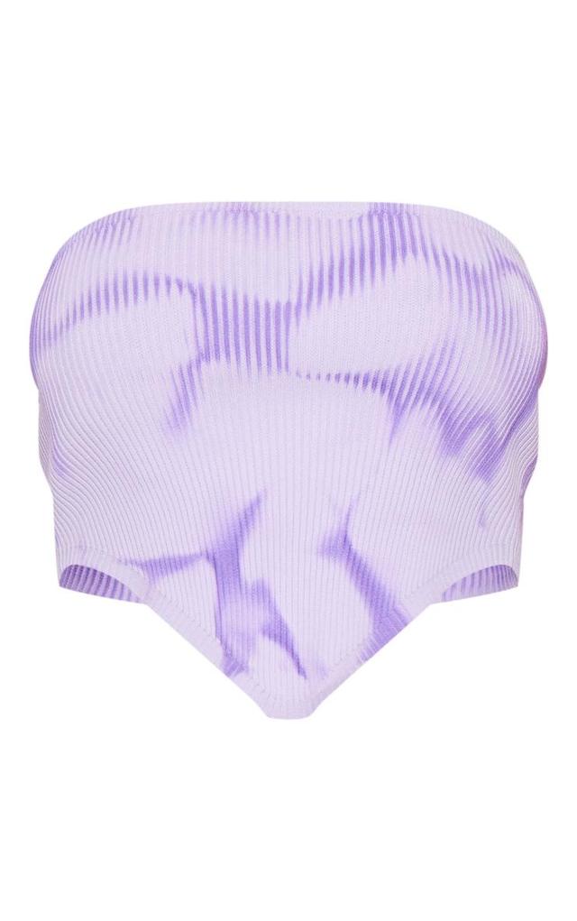 Purple Tie Dye Rib Knit Bandeau Crop Top Product Image