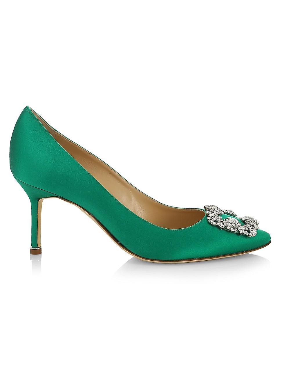 Womens Hangisi 70MM Crystal-Embellished Satin Pumps Product Image