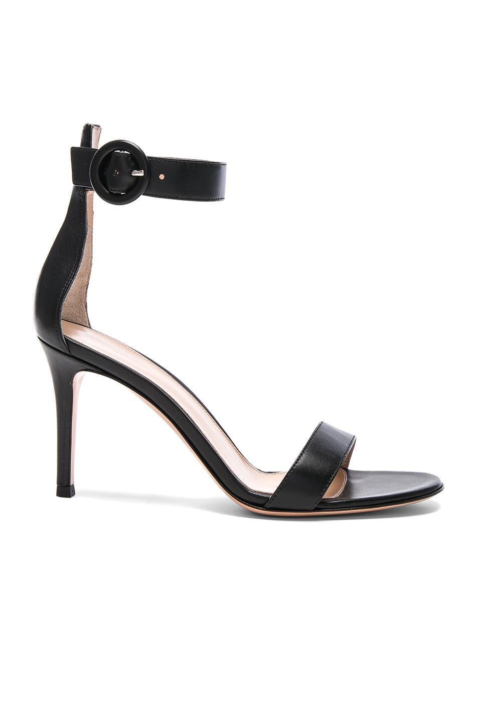 Gianvito Rossi Leather Portofino Heels in Neutral Product Image