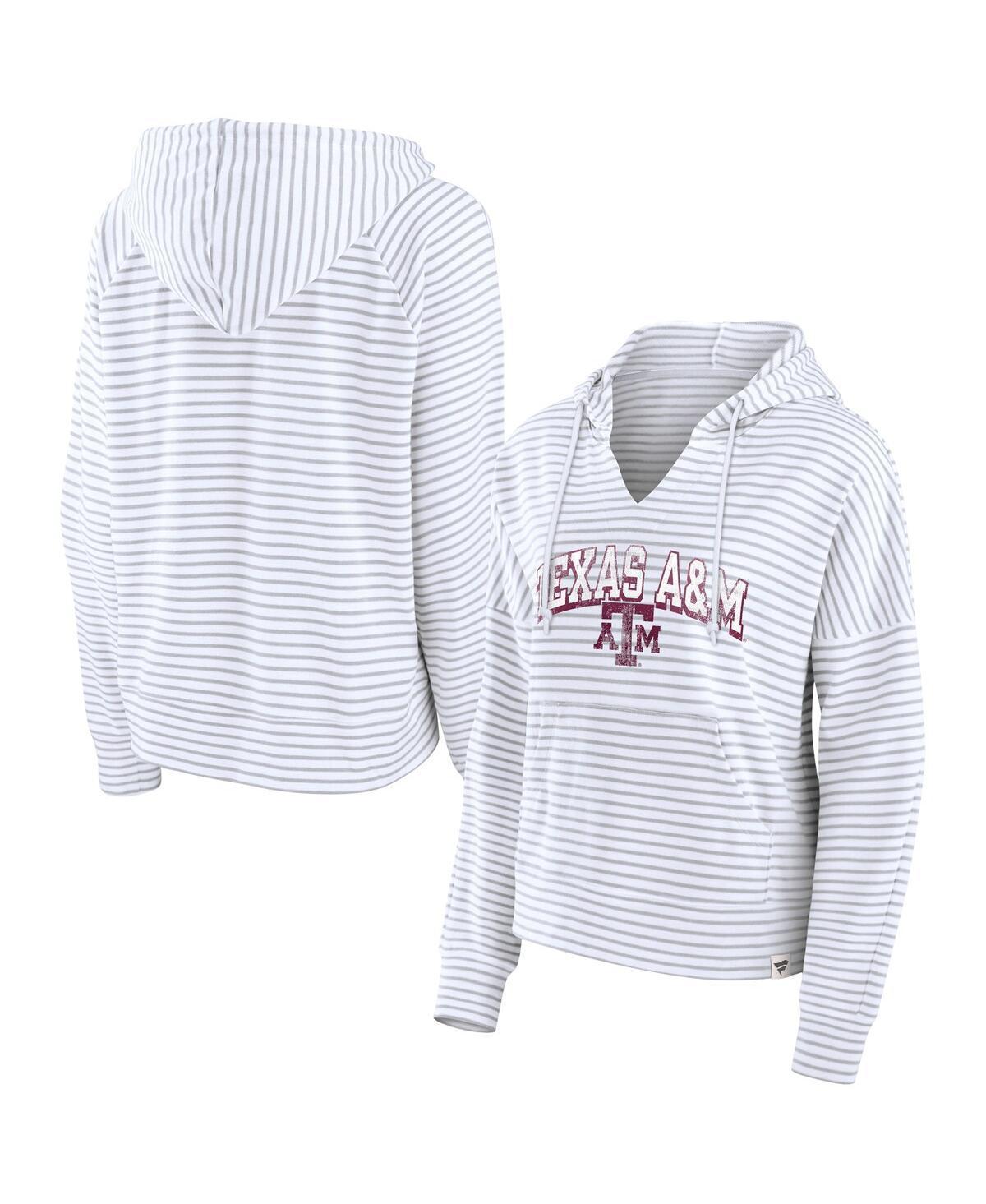 Womens Fanatics Branded Texas A&M Aggies Striped Notch Neck Pullover Hoodie Product Image