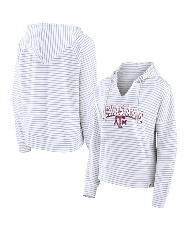 Womens Fanatics Branded Texas A&M Aggies Striped Notch Neck Pullover Hoodie Product Image