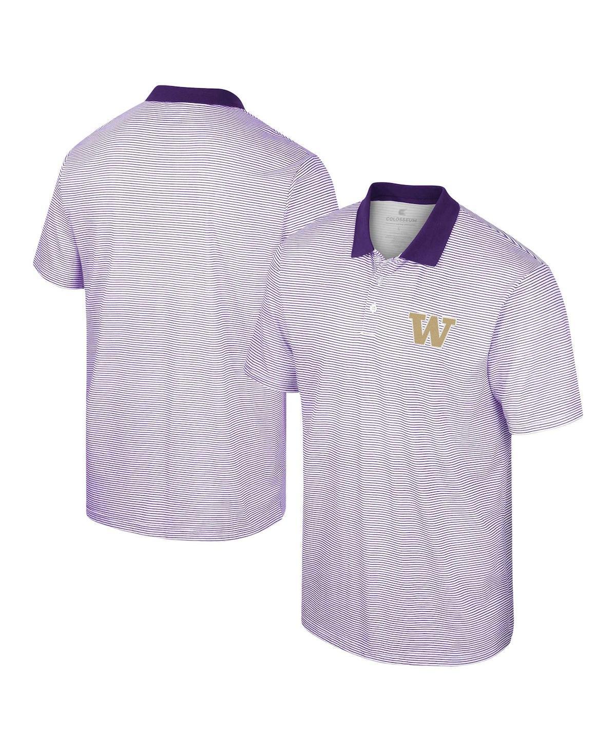 Mens Colosseum /Purple Washington Huskies Print Stripe Polo Product Image