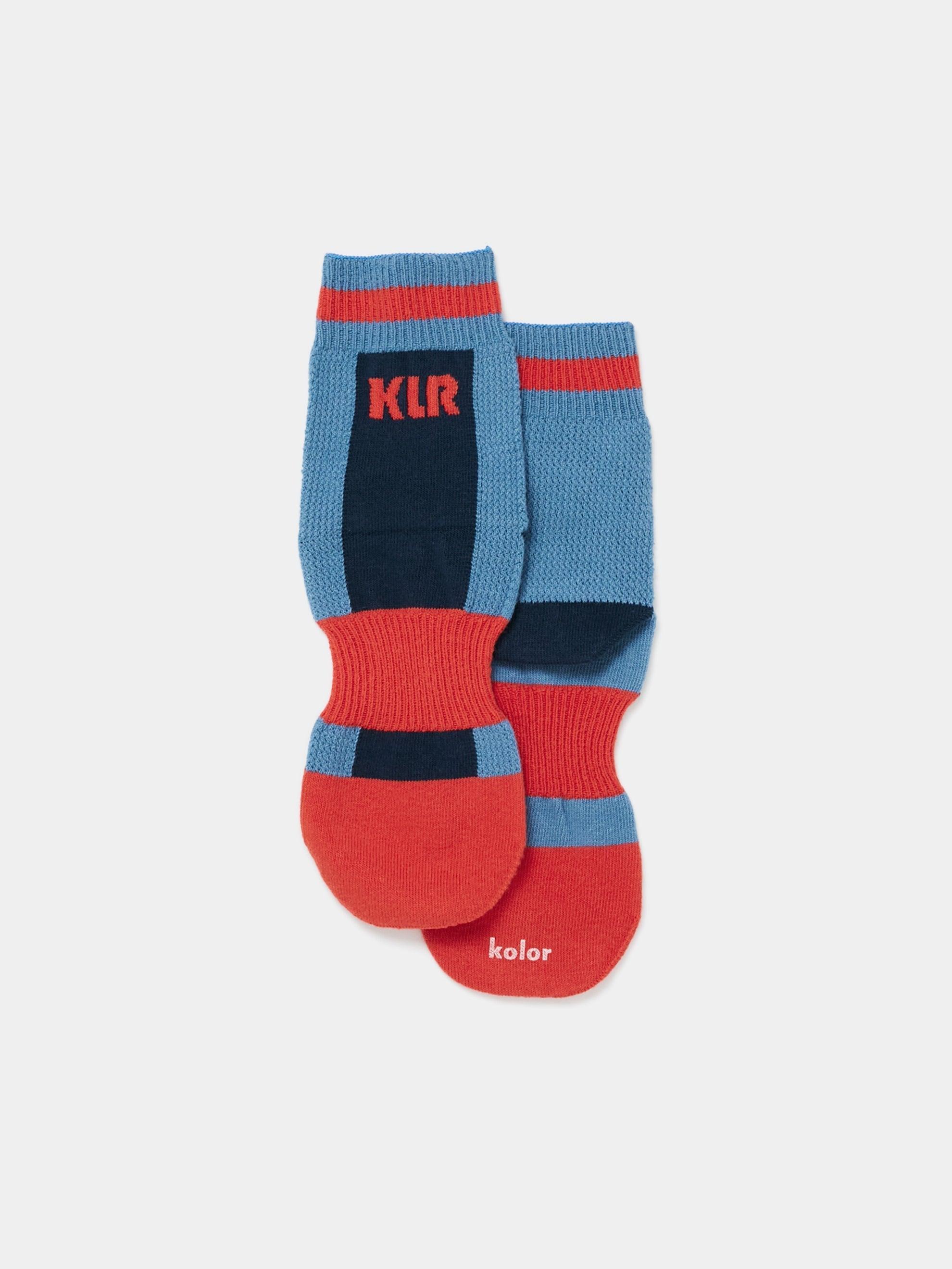 Color-Block Socks (Greyish Blue/Orange) Product Image