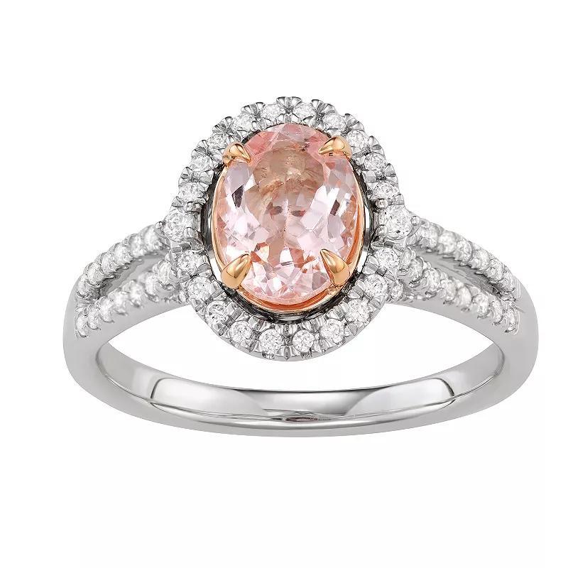 Simply Vera Vera Wang 14k White Gold 1/3 Carat T.W. Diamond & Morganite Oval Engagement Ring, Womens 14k Two Tone Product Image