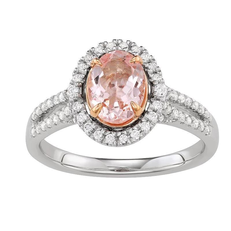 Simply Vera Vera Wang 14k White Gold 1/3 Carat T.W. Diamond & Morganite Oval Engagement Ring, Womens 14k Two Tone Product Image