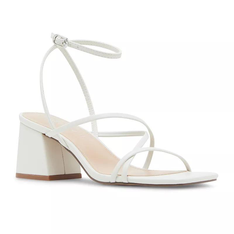 madden girl Jazzy Strappy Block Heel Womens Sandals Ivory Product Image