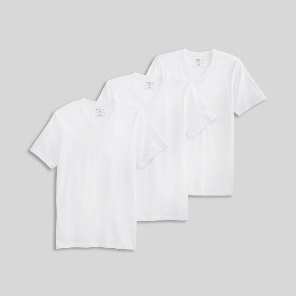 Jockey Generation Mens Stay New Cotton 3pk V-Neck Short Sleeve T-Shirt - White XXL Product Image