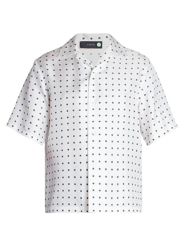 AMIRI Mix & Match Monogram Logo Print Silk Camp Shirt Product Image