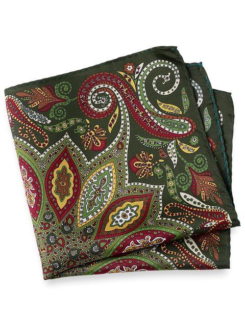 Paisley Silk Pocket Square - Green Multi Product Image