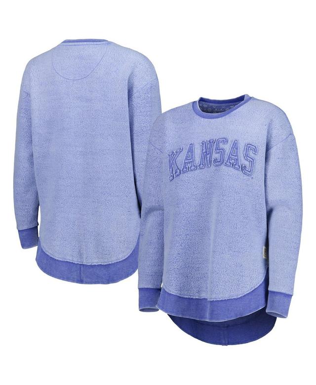 Womens Pressbox Royal Kansas Jayhawks Ponchoville Pullover Sweatshirt Product Image