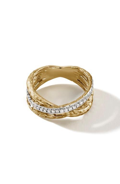 John Hardy Classic Chain Hammer Diamond Crossover Ring Product Image