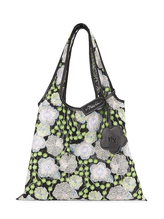 Womens Mini Market Floral-Embroidered Tote Bag Product Image