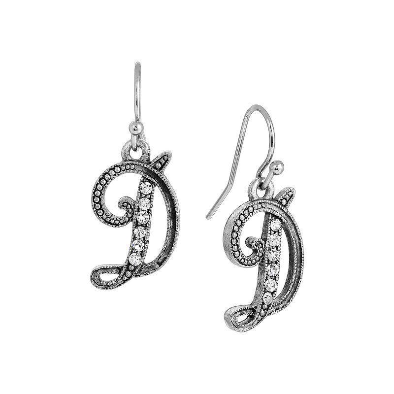 2028 Silver Tone Crystal Initial Wire Earring Product Image