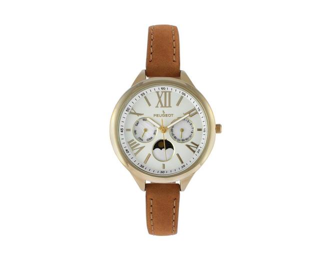 Peugeot Women 38mm Watch Multi Function Suede Leather Strap Product Image