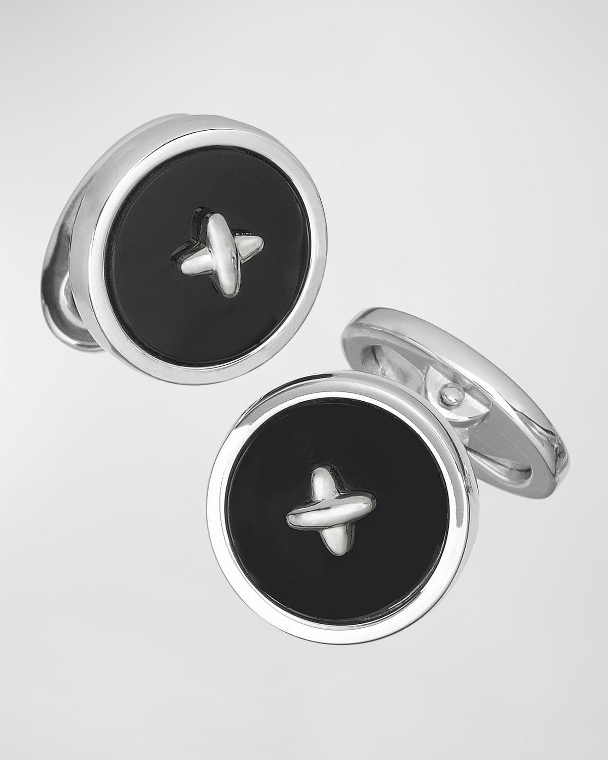 Mens Black Onyx Button Cufflinks Product Image