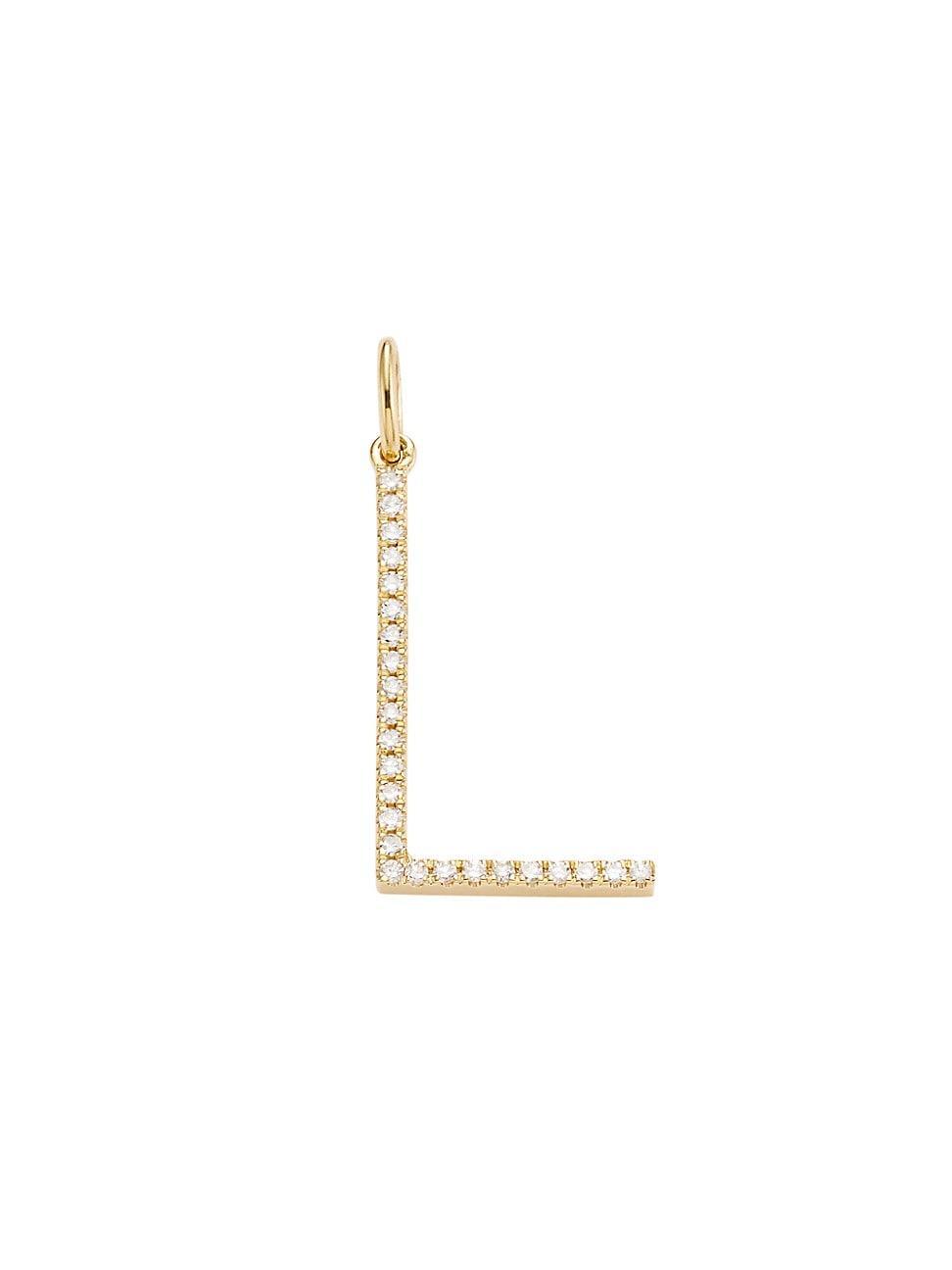 Womens 14K Yellow Gold & Diamond Pav Initial Charm Product Image