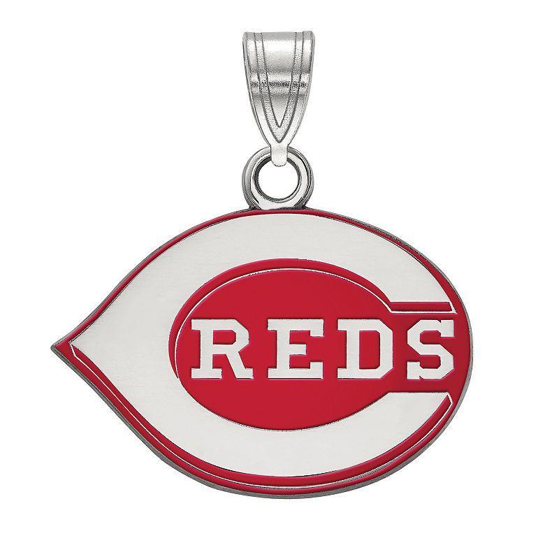 Sterling Silver LogoArt Cincinnati Reds Small Enamel Pendant, Womens Product Image